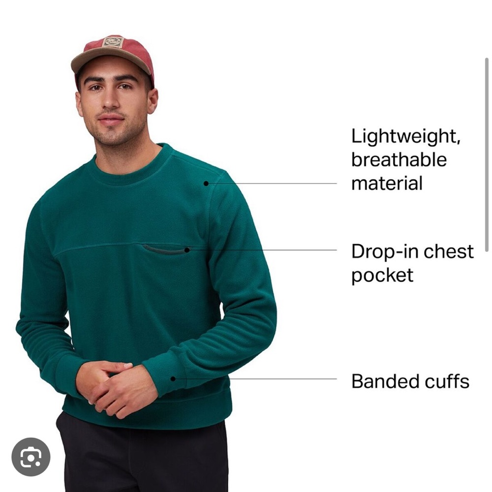 Stoic Fleece Crew Pullover Sweatshirt in Green
